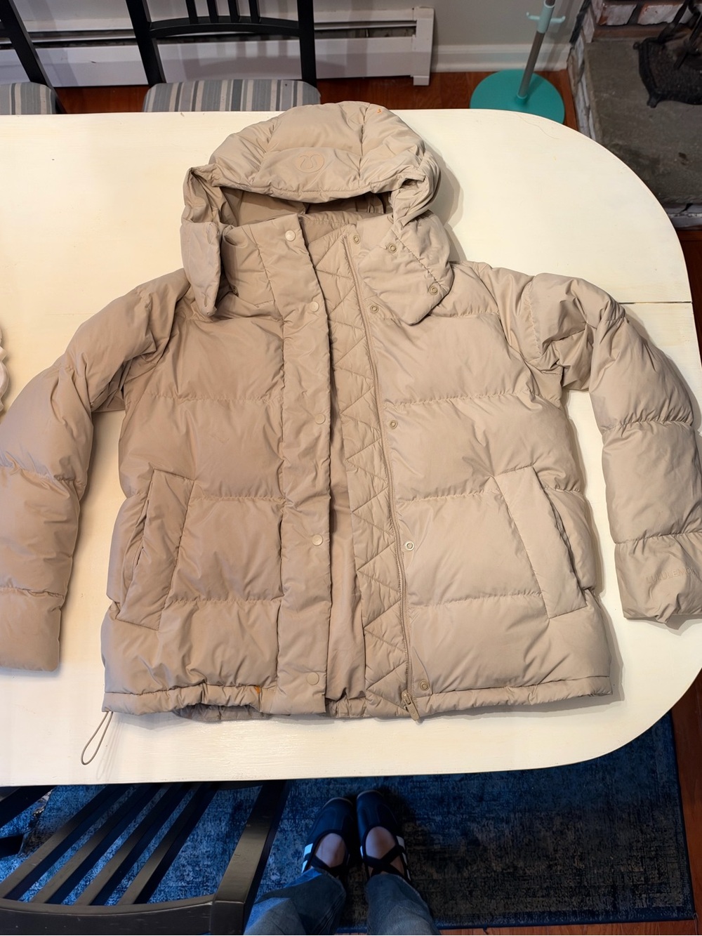 lululemon athletica Beige Hooded Puffer Coat